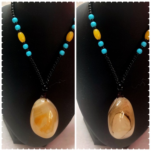 Natural Botswana Agate Pendant Stone Necklace - Picture 1 of 5